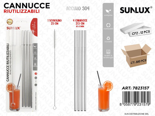 Cannucce Riutil. Acciaio 304 4PCS-SCOVOLINO
