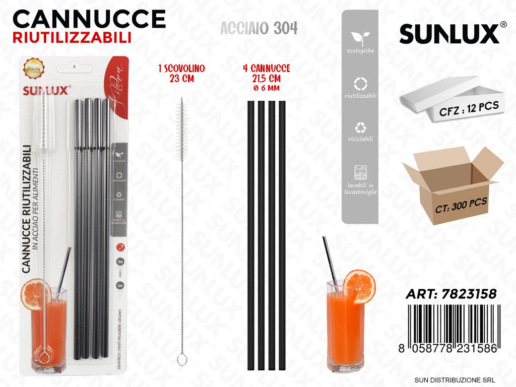 Cannucce Riutil. Acciaio 304 4PCS-SCOVOLINO