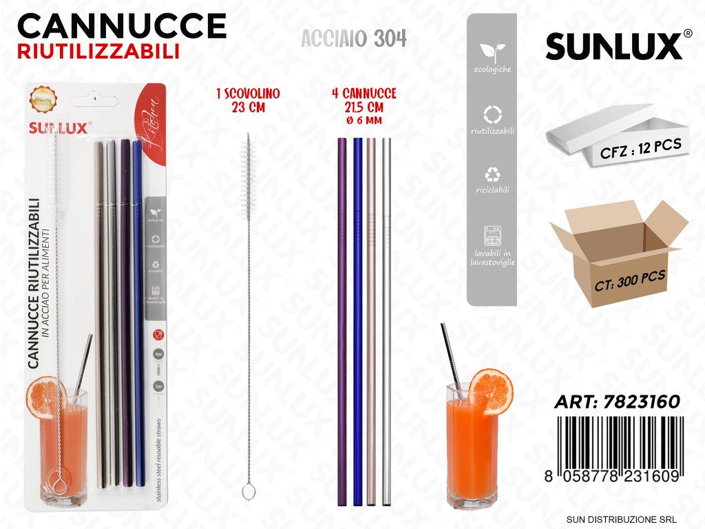 Cannucce Riutil. Acciaio 304 4PCS-SCOVOLINO