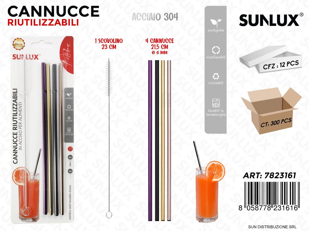 Cannucce Riutil. Acciaio 304 4PCS-SCOVOLINO