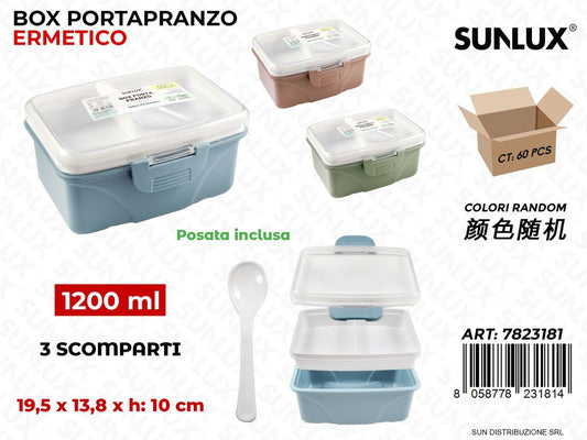 Box Portapranzo Ermetico 3SCOMP. 1200ML 19.5*13.8*10CM