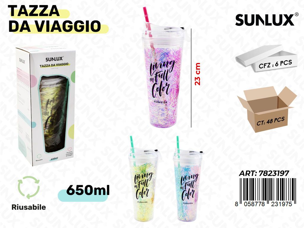 Sunlux Tazza da Viaggio 650ML Ass. 23CM