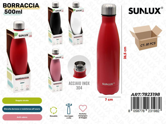 Sunlux Borraccia Acciaio 304 500ML Ass. 7*26.5CM