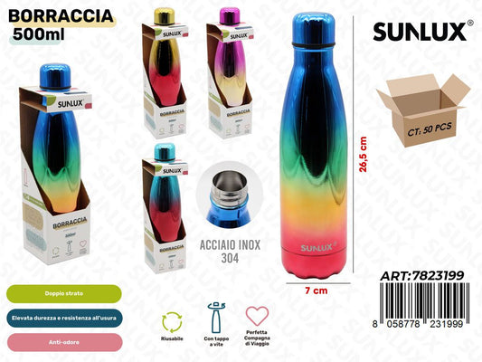 Sunlux Borraccia Acciaio 304 500ML Ass. 7*26.5CM