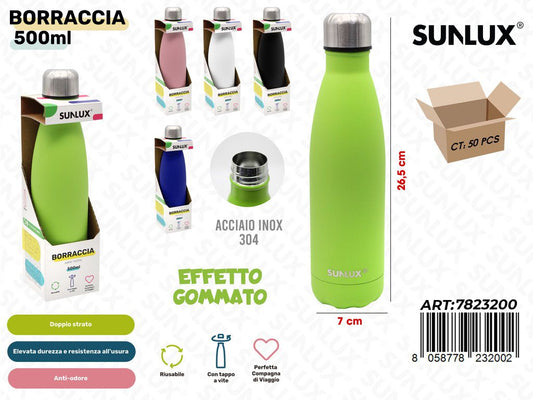 Sunlux Borraccia Acciaio 304 500ML Gommato 7*26.5CM
