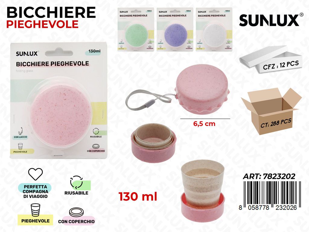 Sunlux Bicchiere Pieghevole c/ COP.130ML