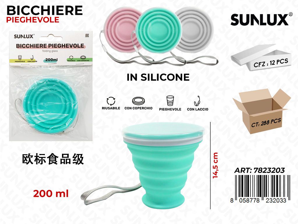 Sunlux Bicchiere Pieg. Silicone 200ML 14CM