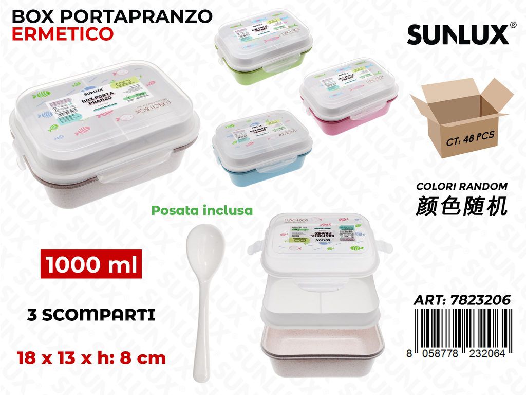 Sunlux Box Portapranzo c/Posata 3SCOMP. 18*13*8CM