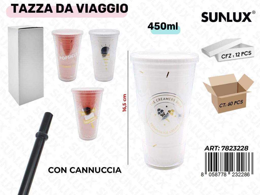 Sunlux Tazza da Viaggio Ass. 450ML 16.5CM