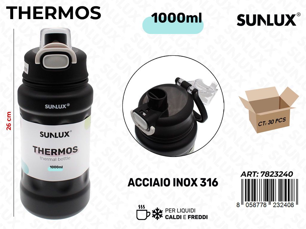 Sunlux Thermos Nero Inox 316 1000ML 26CM