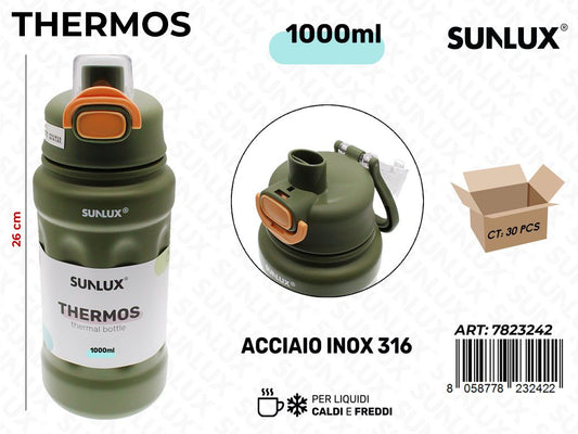 Sunlux Thermos Ve. Mil. Inox 316 1000ML 26CM