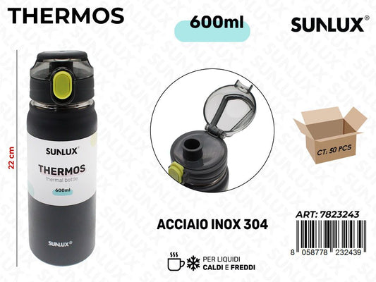 Sunlux Thermos Nero Inox 304 600ML 22CM