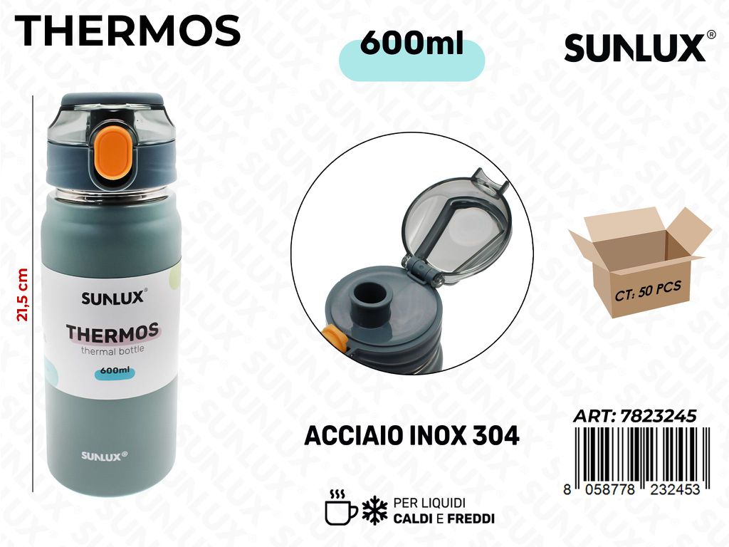 Sunlux Thermos Azz. Inox 304 600ML 22CM