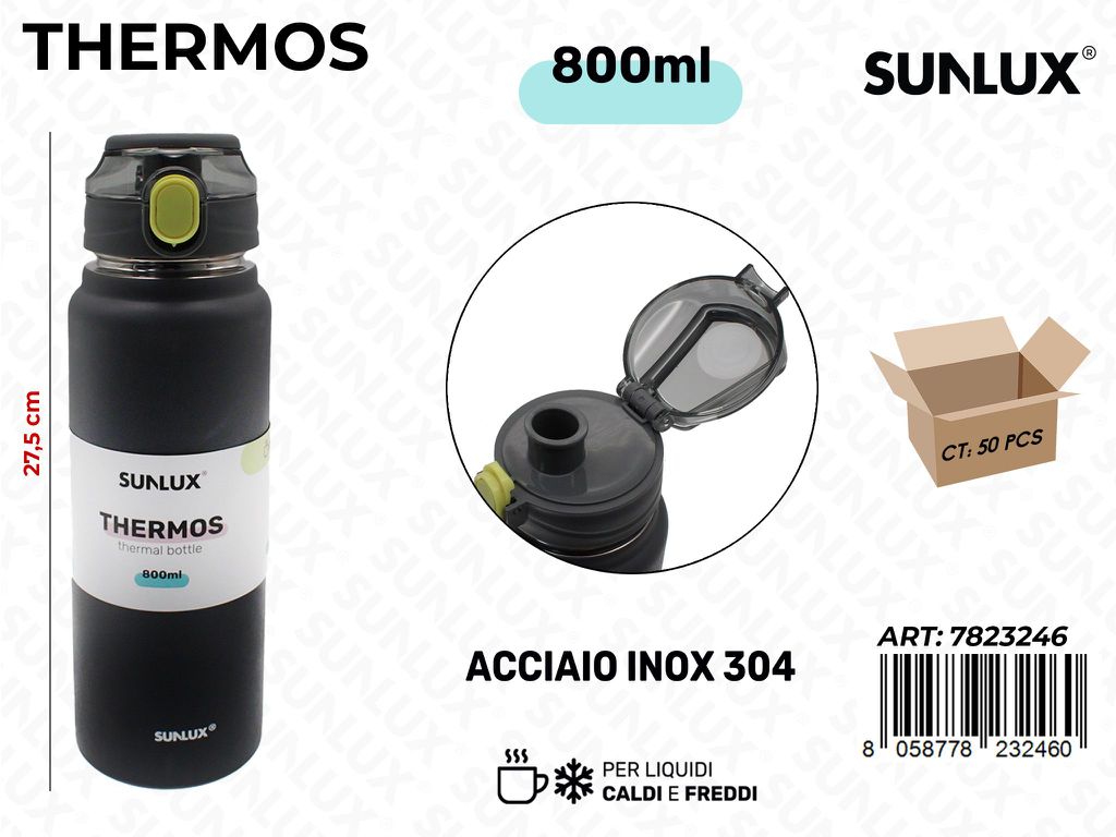 Sunlux Thermos Nero Inox 304 800ML 27.5CM