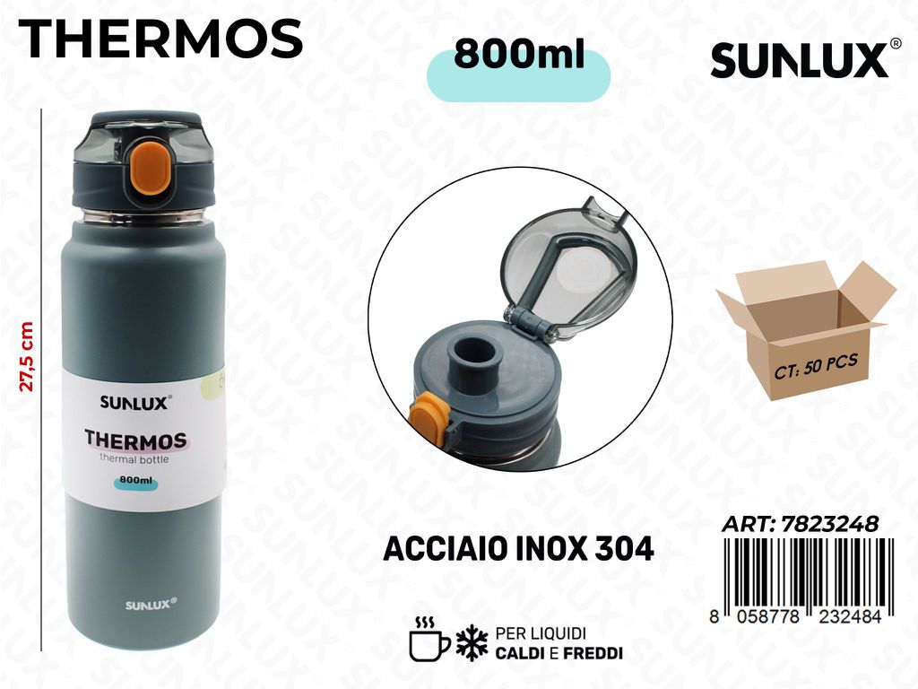 Sunlux Thermos Azz. Inox 304 800ML 27.5CM