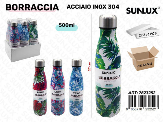 Sunlux Borraccia Ass. Acciaio 304 500ML 27CM
