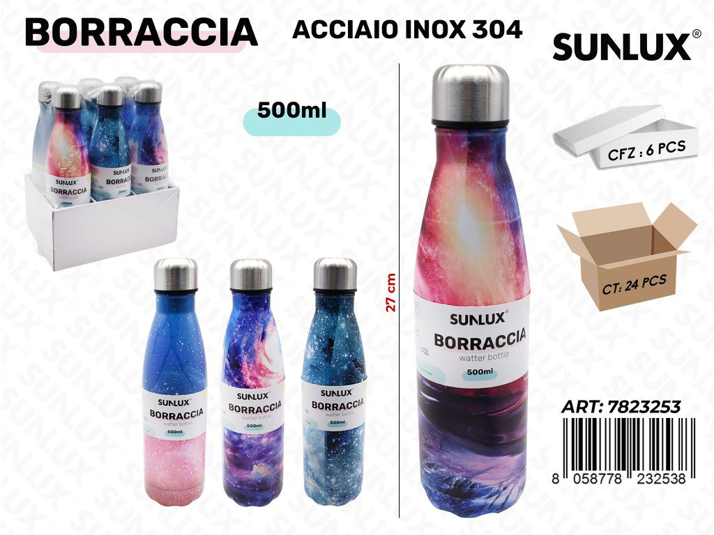 Sunlux Borraccia Ass. Acciaio 304 500ML 27CM