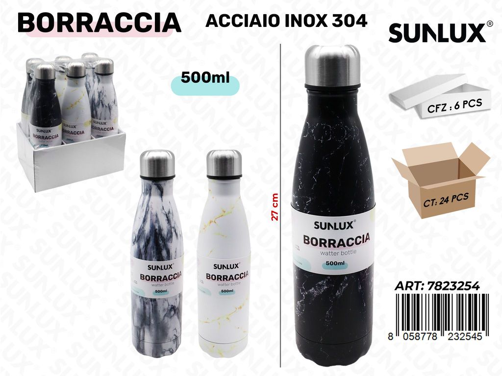 Sunlux Borraccia Ass. Acciaio 304 500ML 27CM
