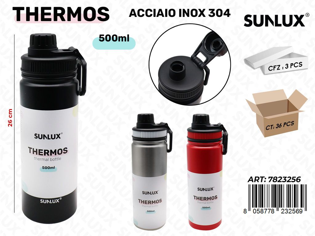Sunlux Thermos Ass. Acciaio 304 500ML 26CM