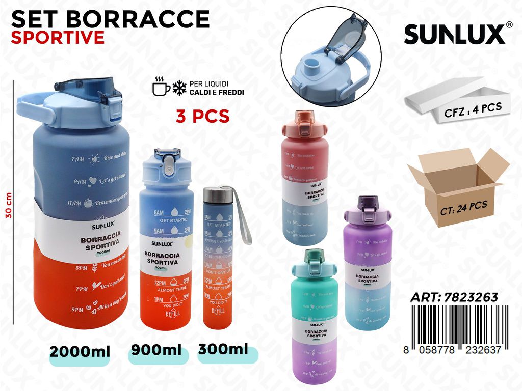 Sunlux Set Borracce Sportive 3PCS Mis. Ass.