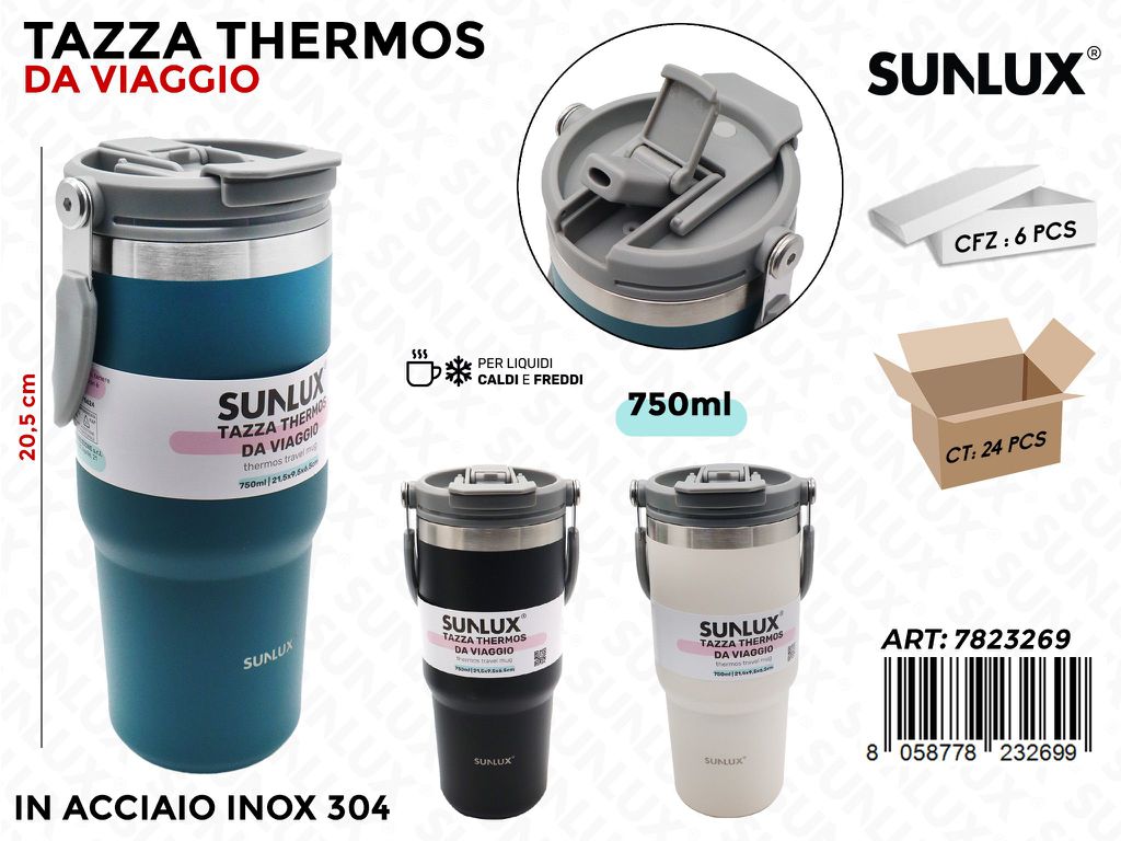 Sunlux Tazza Thermos Acciaio 304 750ML 20.5CM