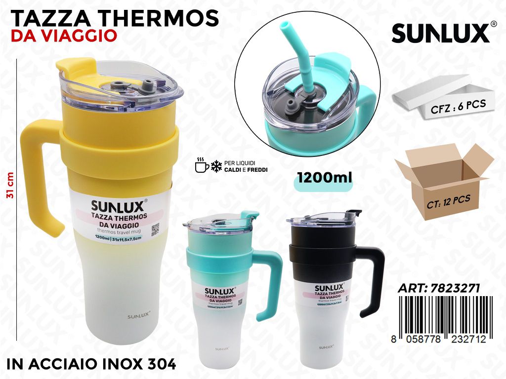 Sunlux Tazza Thermos Acciaio 304 1200ML 31CM