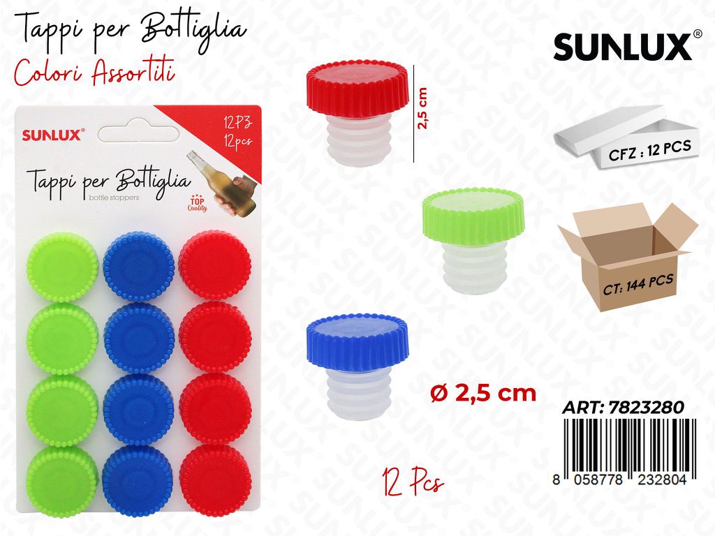 Sunlux Tappi per Bottiglia Ass. 12PCS 2.5CM