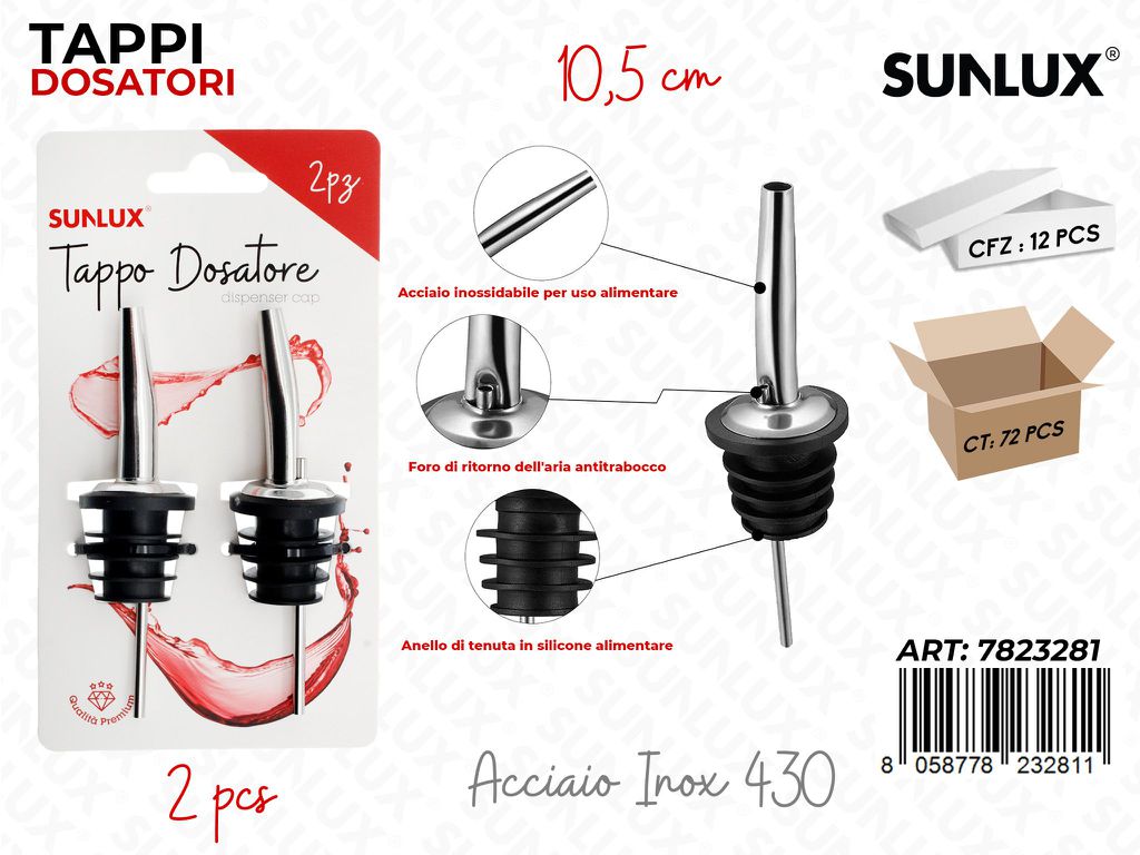 Sunlux Tappo Dosatore Acc.inox 304 2PCS 10.5CM