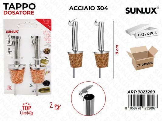 Sunlux Tappo Dosatore Acciaio 304 2PCS 9CM