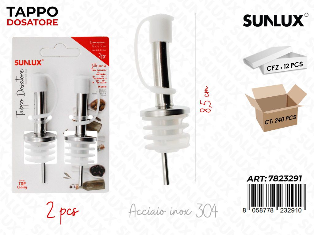 Sunlux Tappo Dosatore Acciaio 304 2PCS 8.5CM
