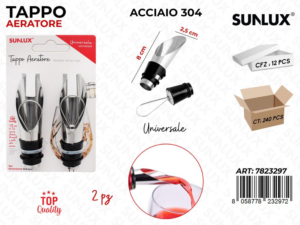 Sunlux Tappo Aeratore Acciaio 304 2PCS 2.5*8CM