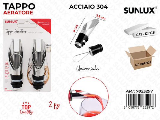 Sunlux Tappo Aeratore Acciaio 304 2PCS 2.5*8CM