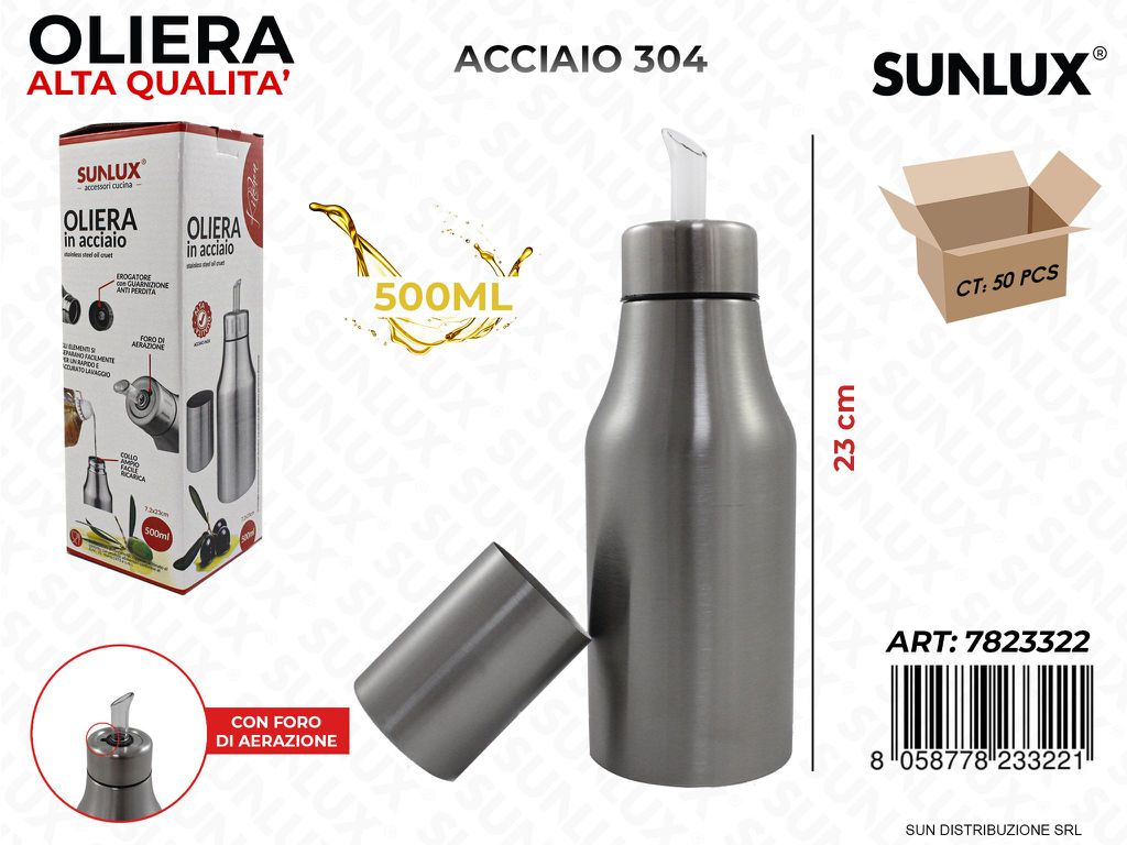 Oliera con Dosatore in Acciaio 304 500ML 23CM