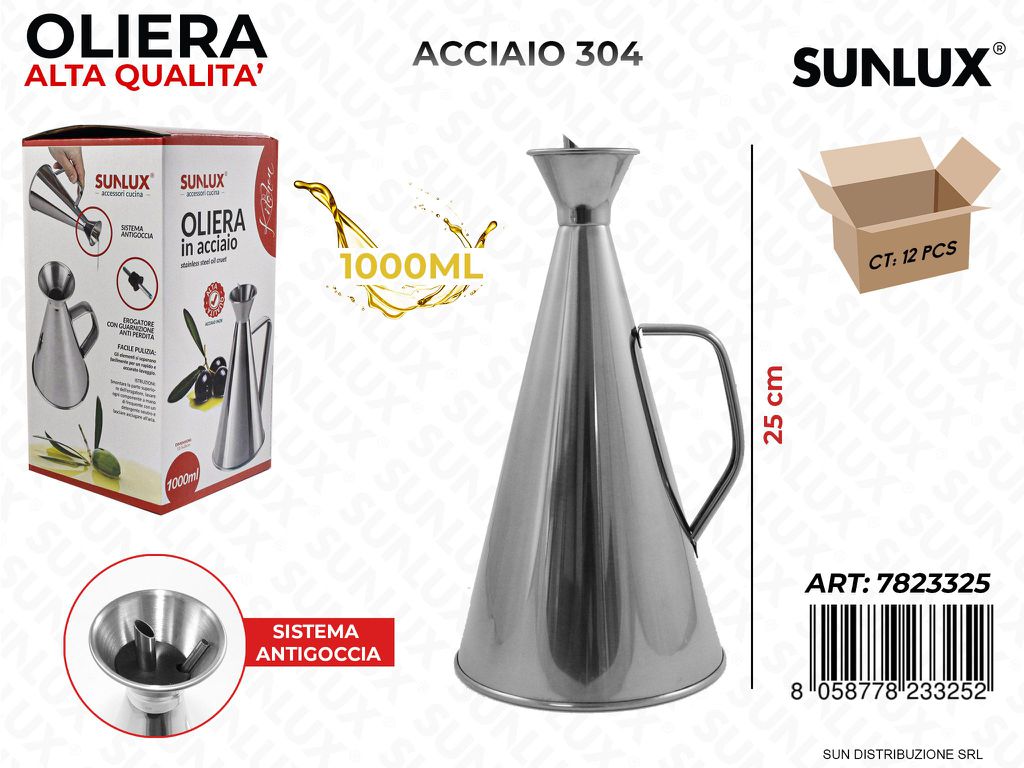 Oliera c/Antigocce in Acciaio 304 1000ML 25CM