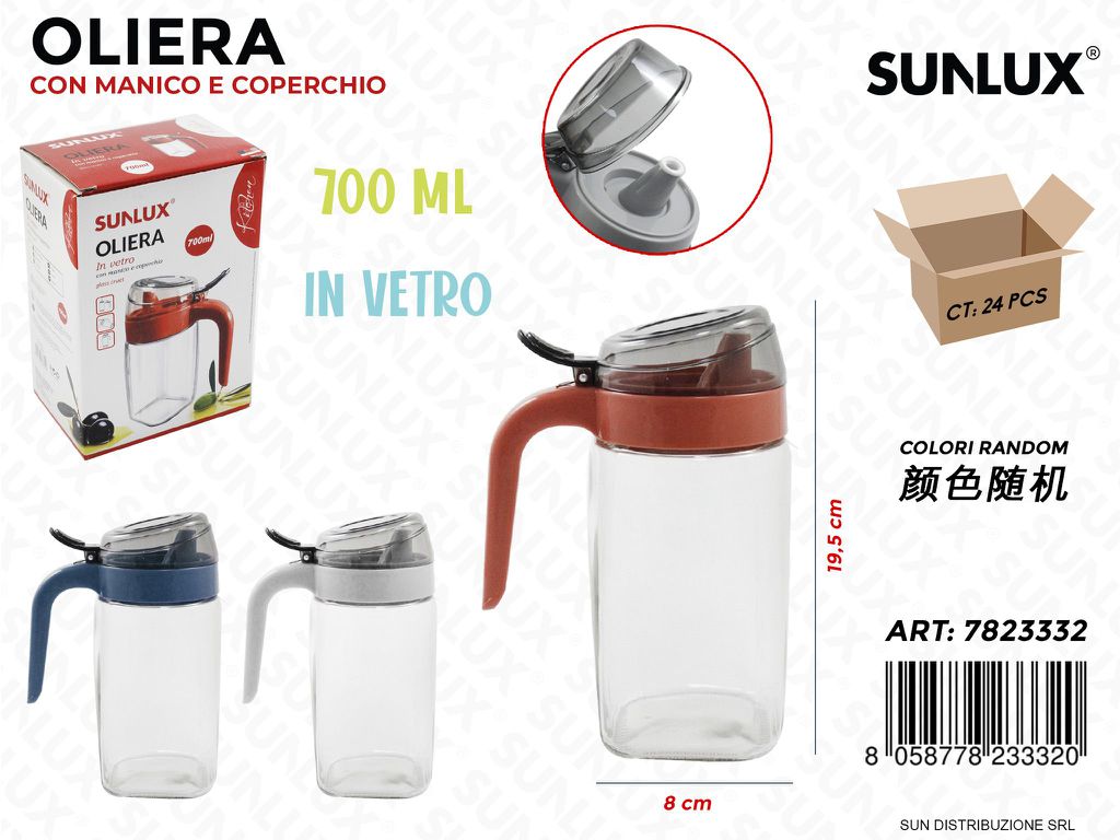 Oliera in Vetro 700ML Col. ASS.8*19.5CM