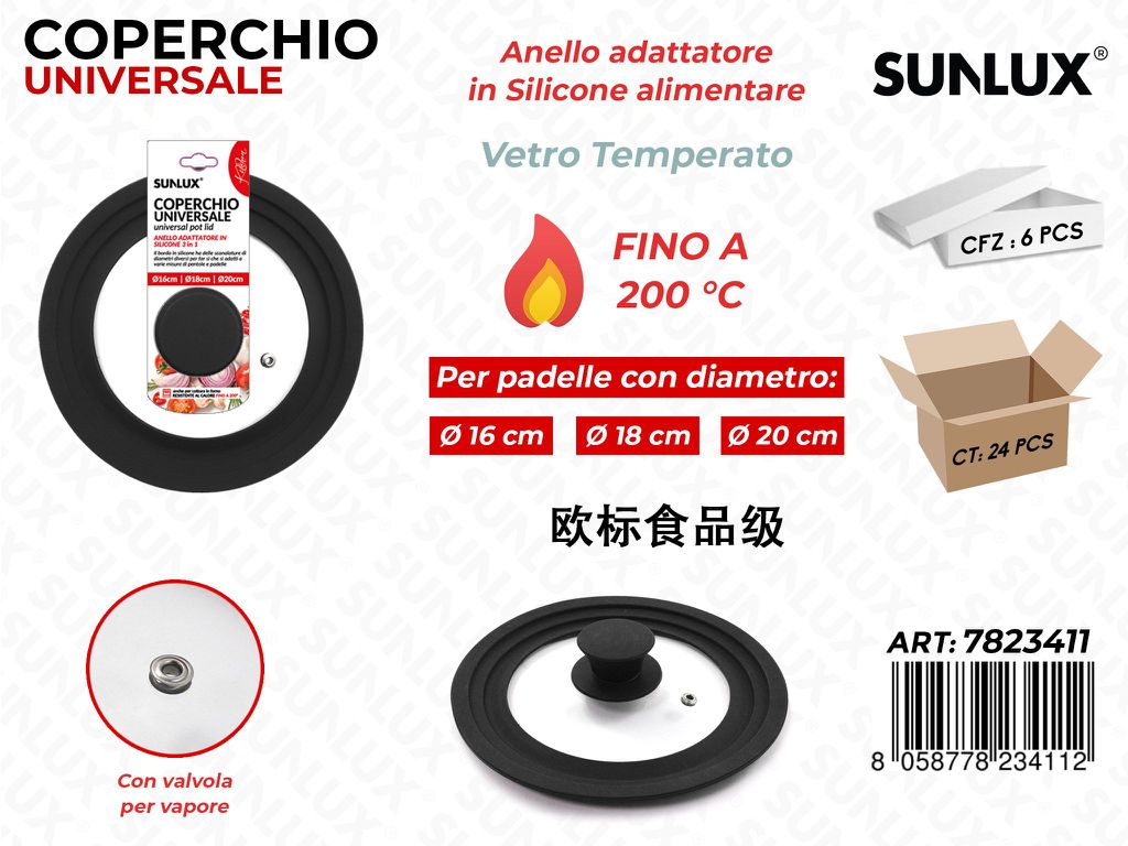 Coperchio Uni. Vetro-silic. D.16*18*20CM