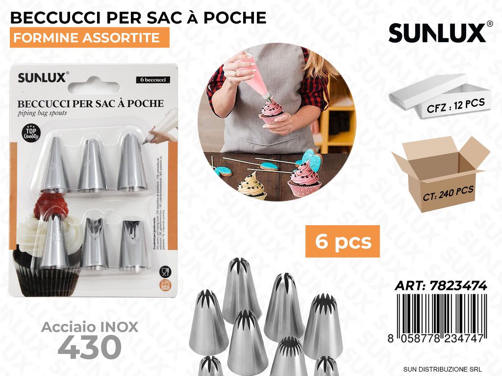 Beccucci Sac a Poche in Acciaio 430 6PCS Ass.