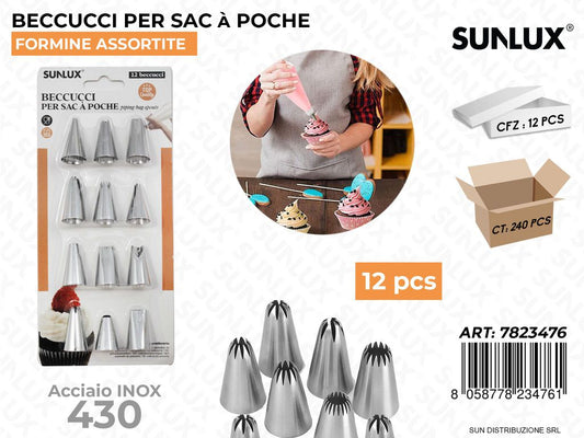 Beccucci Sac a Poche in Acciaio 430 12PCS Ass.