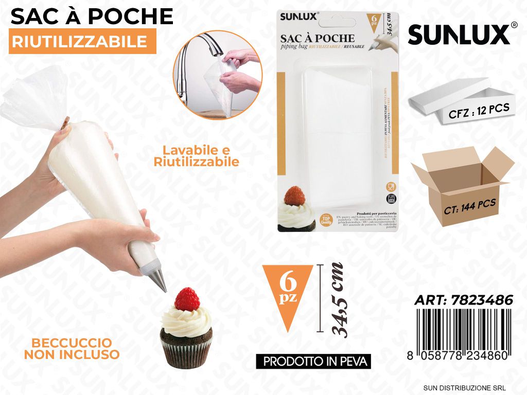 Sac a Poche Riutilizzabile 6PCS 34.5CM