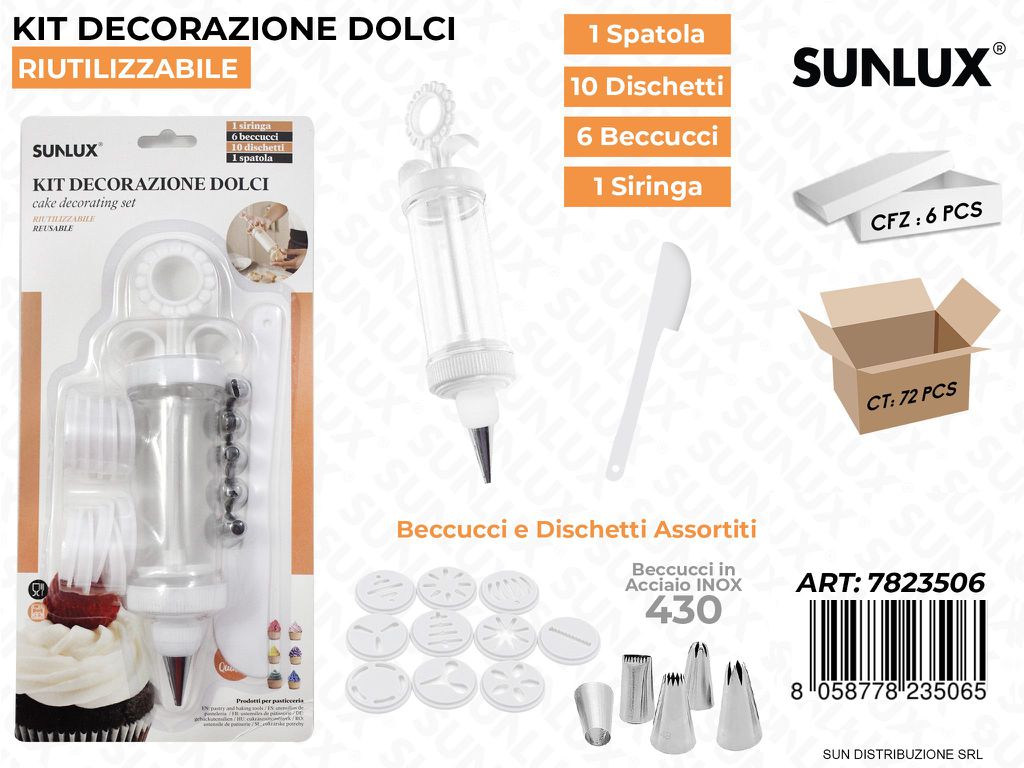 Kit Dec. per Dolci c/ 6BECC. Acciaio 430