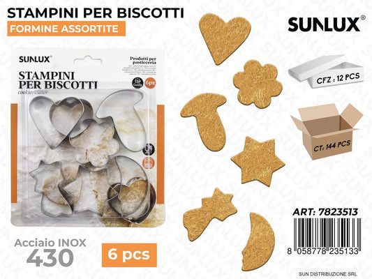 Stampini per Biscotti Acciaio 430 6PCS Ass.
