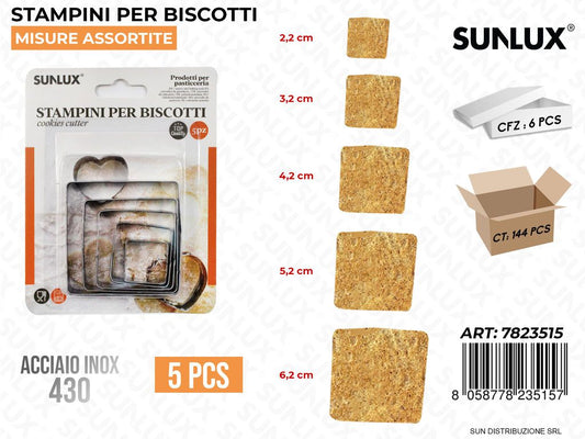 Stampini per Biscotti in Acciaio 430 5PCS Ass.