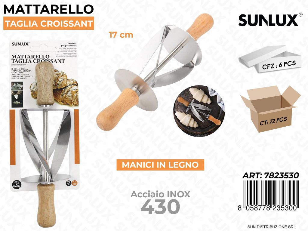 Mattarello Taglia Croissant Acciaio 430 17CM