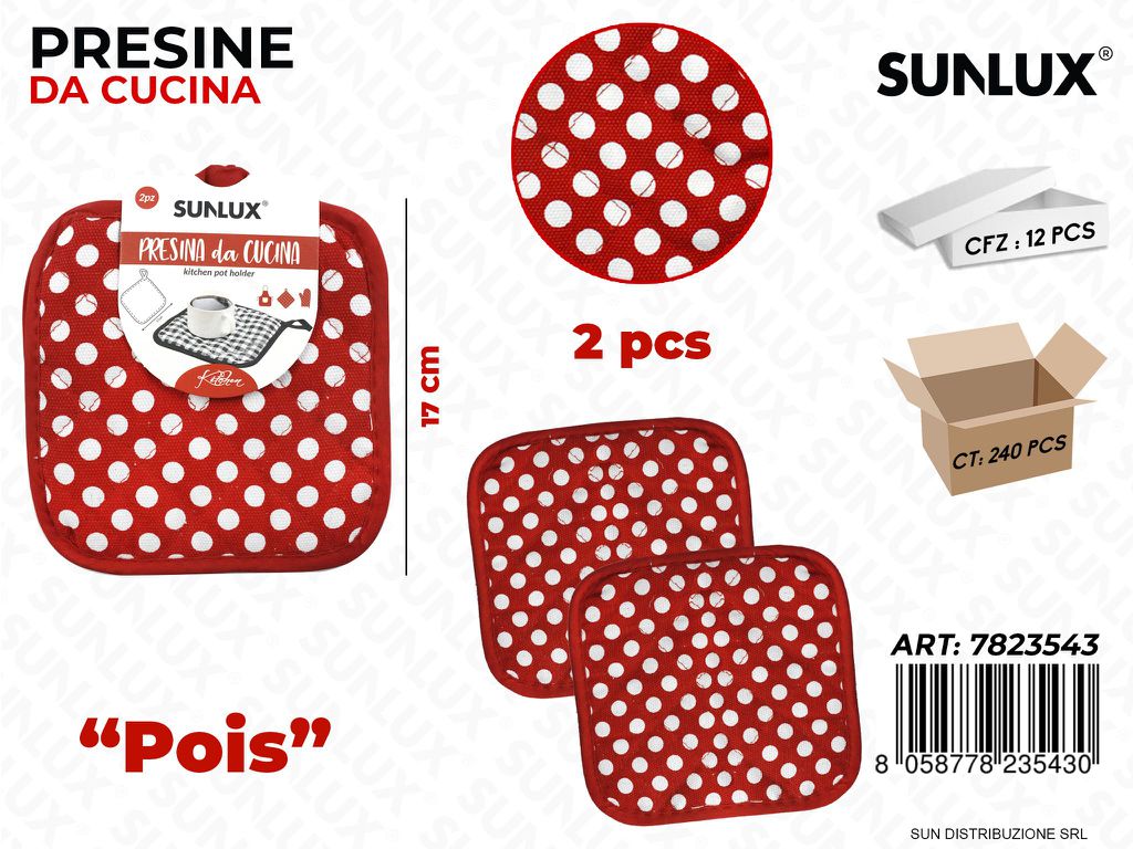 Presina da Cucina Rosso Pois 17CM 2PCS