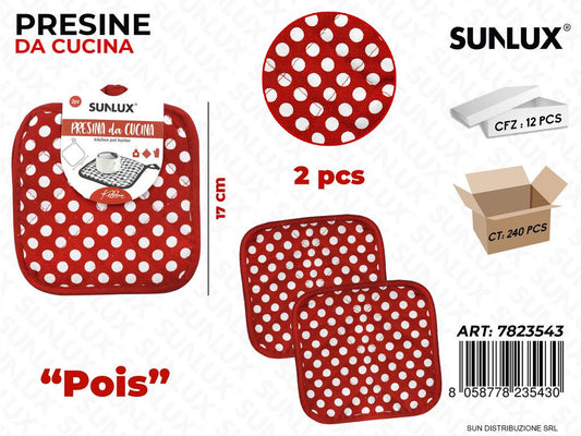 Presina da Cucina Rosso Pois 17CM 2PCS