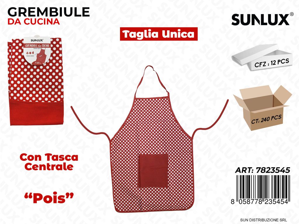 Grembiule da Cucina c/ Tasca Rosso Pois