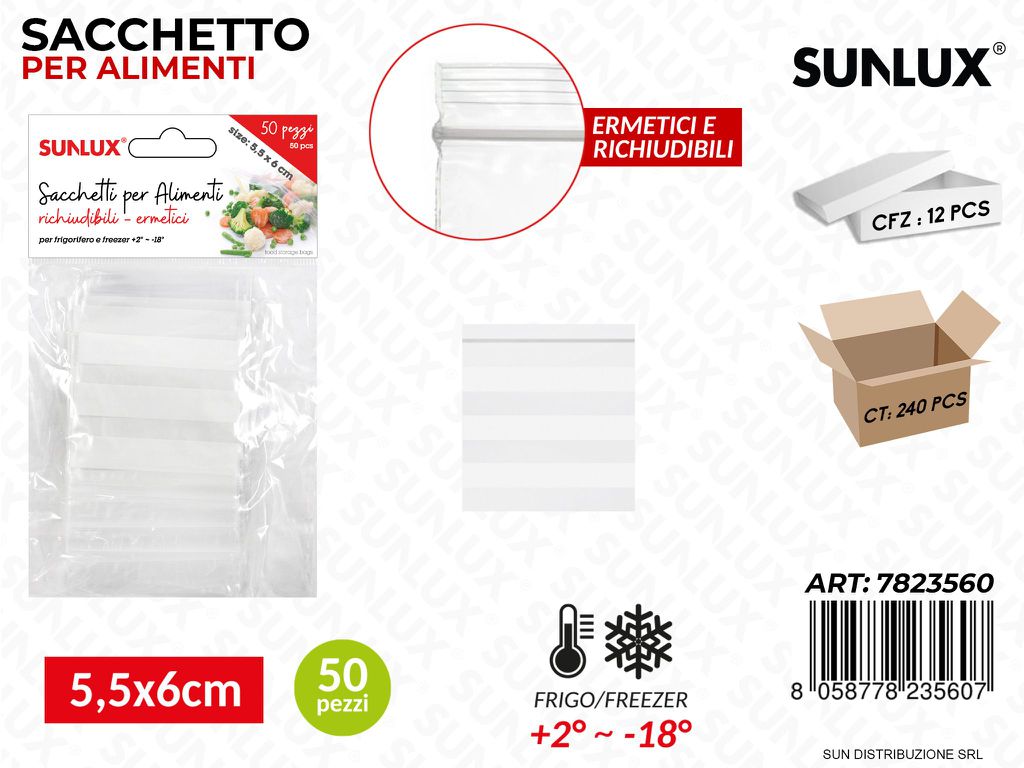 Sacchetto per Alimenti Ermetici 50PCS 5.5*5.5CM