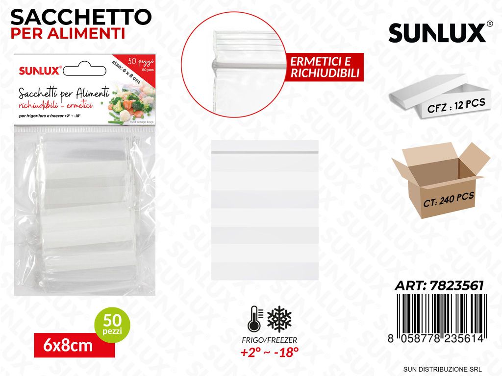 Sacchetto per Alimenti Ermetici 50PCS 6*8CM