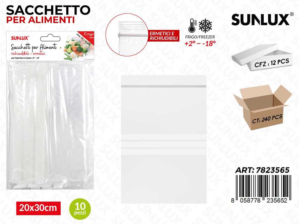Sacchetto Per Alimenti Ermetici 10Pcs 20X30Cm