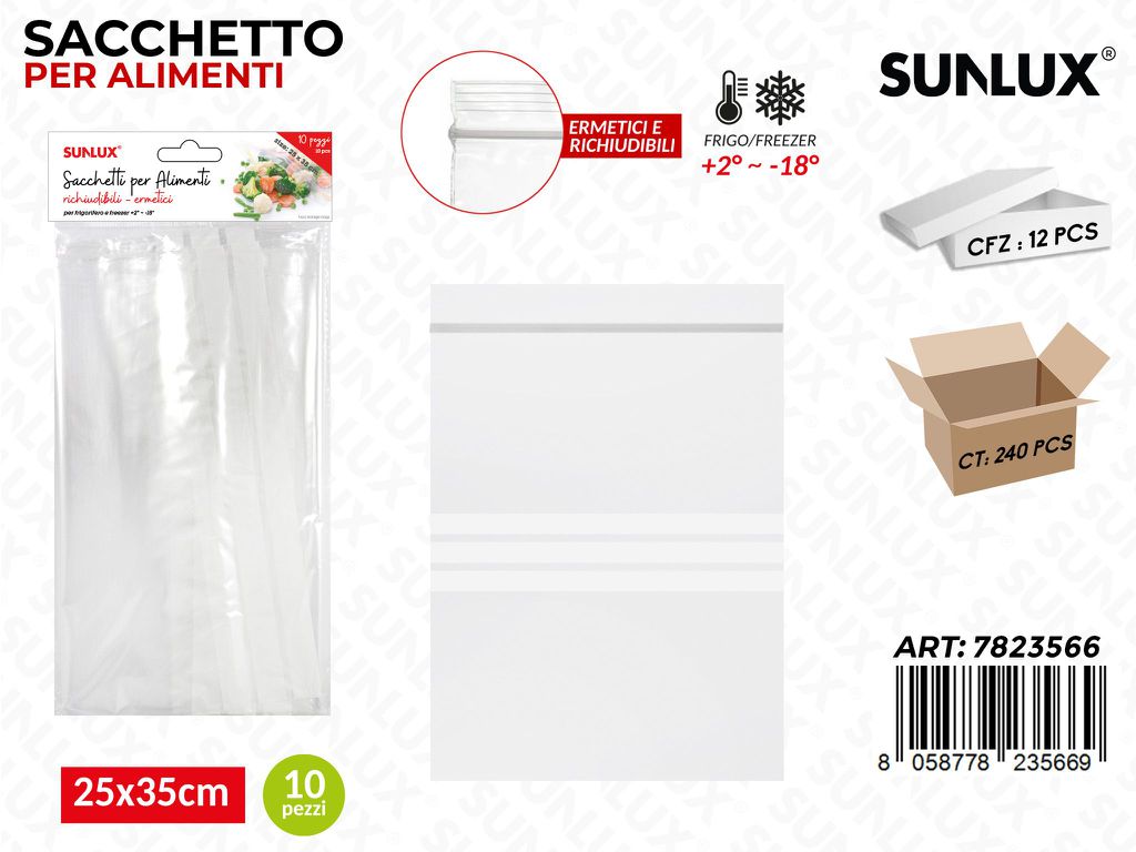 Sacchetto per Alimenti Ermetici 10PCS 25*35CM
